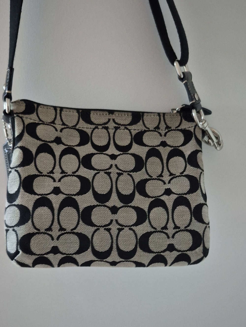 Coach Signature Canvas Turnlock Flap Crossbody Bag & Wallet Black Gray Y2K - Picture 8 of 16